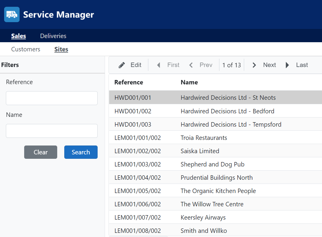 Customer portal showing all sites in one place